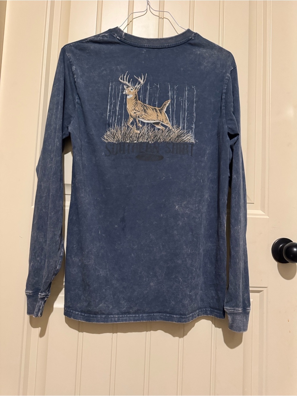 Southern Shirt Men's Long-Sleeve Pocket Shirt with Deer - Washed Navy